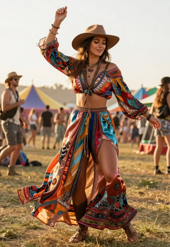 14 Satynowa Spodnica Outfit Ideas for Women That Transition Well - 6. Boho Vibes with a Flowy Blouse 1
