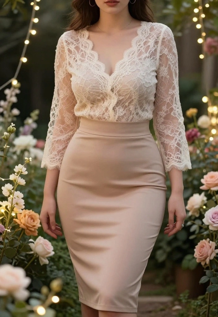 14 Sheer Top Outfit Ideas for Women That Show Just Enough Skin - 7. The Romantic Sheer Lace Top 1