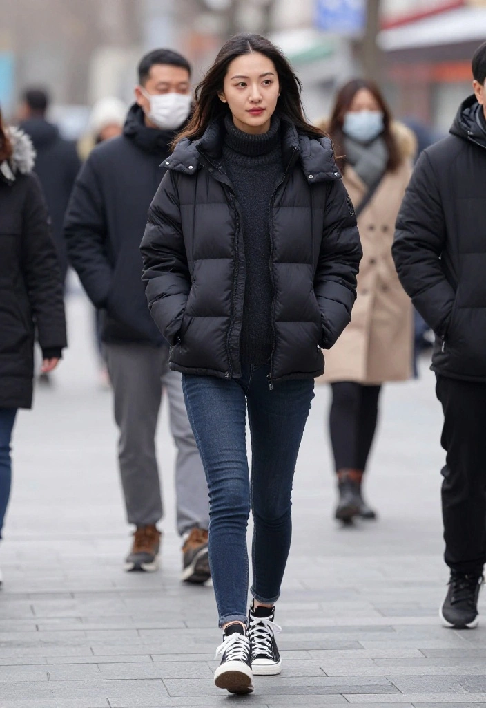 14 Women Outfit With Sweater Ideas That Layer Without Adding Bulk - 11. Layering with a Puffer Jacket 1