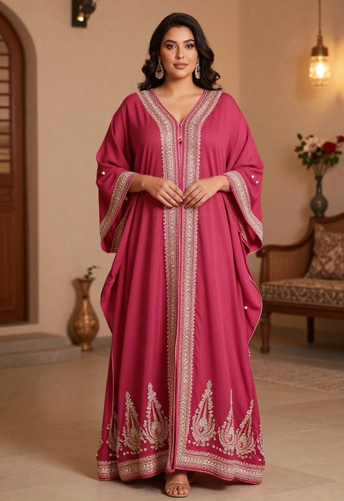 15 Baat Pakki Outfit Ideas for a Modest Celebration - 8. Flowy Kaftan 1