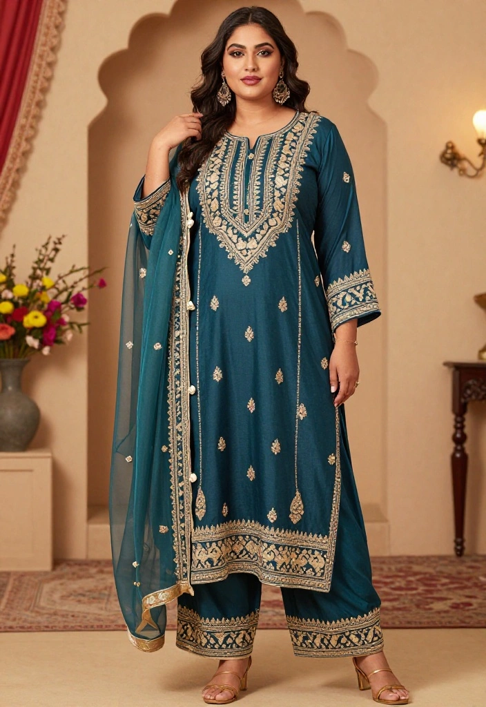15 Baat Pakki Outfit Ideas for a Modest Celebration - 9. Intricate Designer Kurti with Palazzos 1