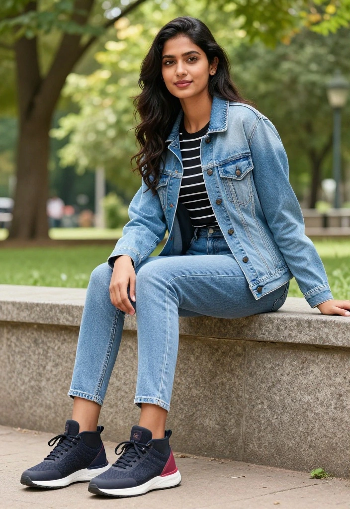 15 Black Striped Shirt Outfit Ideas for Women Beyond Basic - 1. Chic Layering with a Denim Jacket 1
