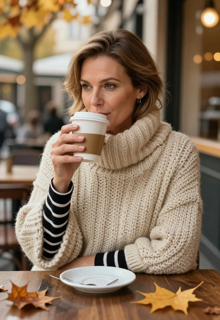 15 Black Striped Shirt Outfit Ideas for Women Beyond Basic - 11. Cozy Layered Look with a Knitted Sweater 1