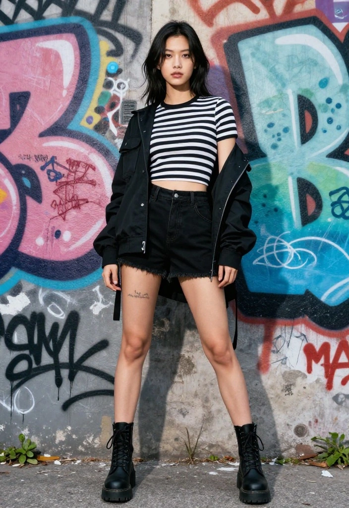 15 Black and White Striped Top Ensembles for Women That Don't Add Width - 12. Urban Edge: Striped Top with a Utility Jacket 1