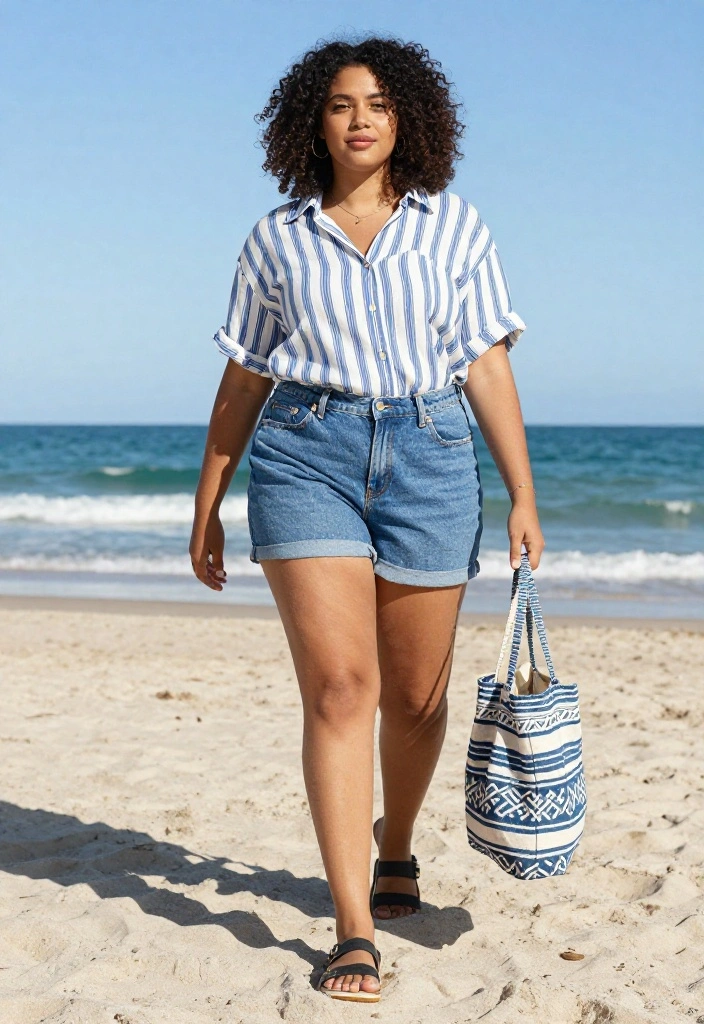 15 Blue and White Striped Shirt Outfit Suggestions for Women That Skip the Nautical Cliché - 9. Weekend Vibes 1