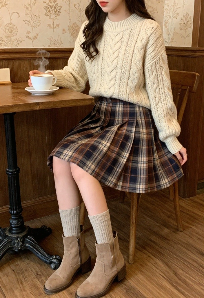 15 Coquette Winter Outfit Ideas That Stay Warm and Stylish - 1. Classic Knit Sweater and A-Line Skirt 1