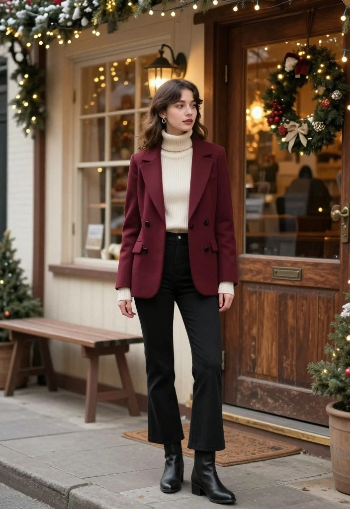 15 Coquette Winter Outfit Ideas That Stay Warm and Stylish - 2. Tailored Blazer and Flared Pants 1