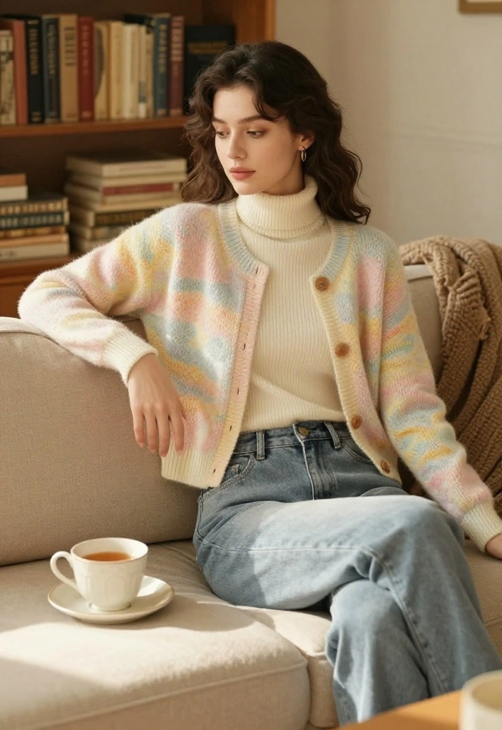 15 Coquette Winter Outfit Ideas That Stay Warm and Stylish - 4. Cozy Cardigan with High-Waisted Jeans 1