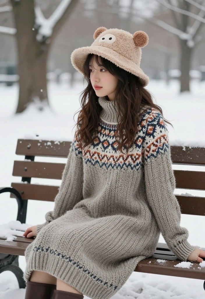 15 Coquette Winter Outfit Ideas That Stay Warm and Stylish - 8. Chunky Knit Sweater Dress 1