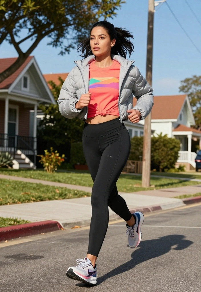 15 Down Jacket Outfit Ideas for Women That Don't Add Bulk - 4. Athleisure with a Twist 1