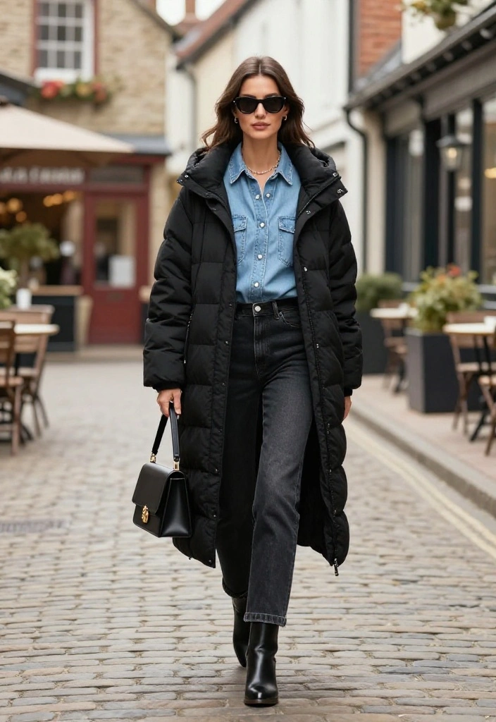 15 Down Jacket Outfit Ideas for Women That Don't Add Bulk - 6. Timeless Denim on Denim 1