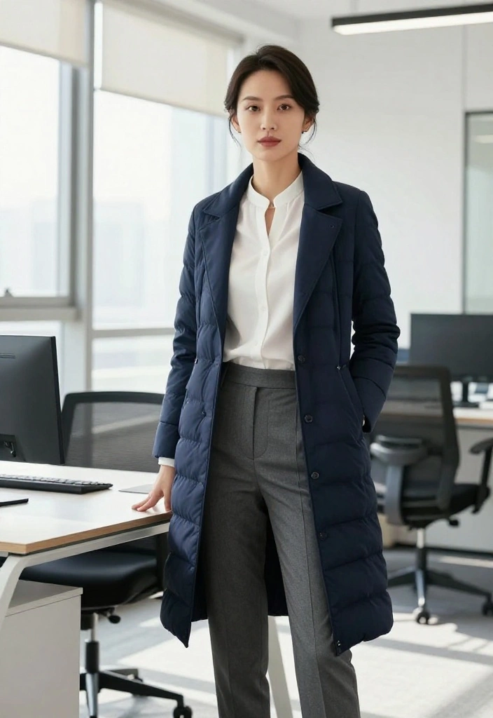 15 Down Jacket Outfit Ideas for Women That Don't Add Bulk - 7. Layered for the Office 1