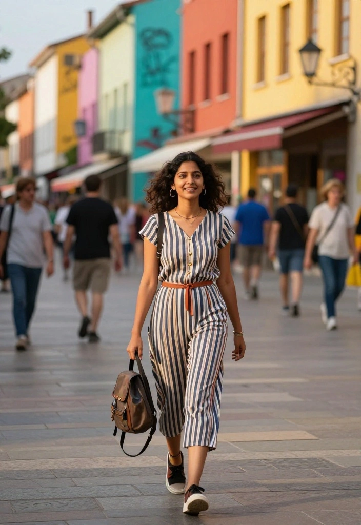 15 Europe Aesthetic Outfit Ideas That Pack Light - 12. Playful Striped Top with Culottes 1
