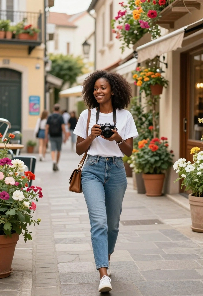 15 Europe Aesthetic Outfit Ideas That Pack Light - 2. Classic White Tee and High-Waisted Jeans 1