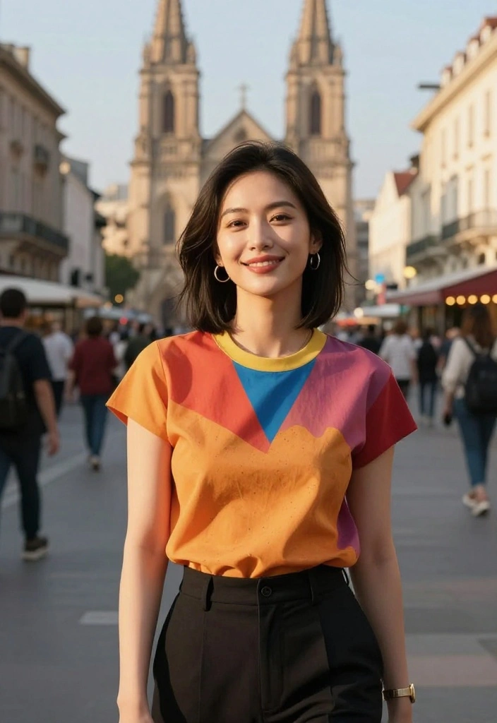 15 Europe Aesthetic Outfit Ideas That Pack Light - 6. Cropped Trousers with a Statement Top 1