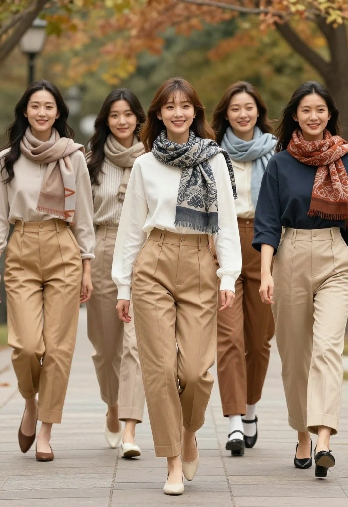 15 Paper Bag Pants Outfit Ideas for Women That Flatter Every Body - 10. Seasonal Layers with Scarves 1