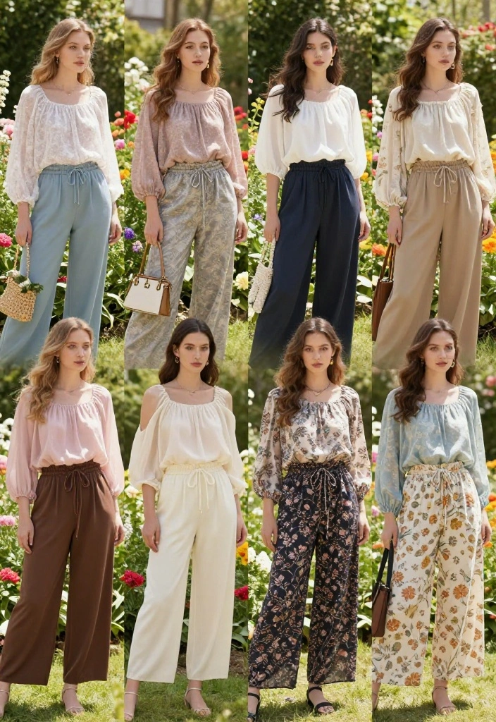 15 Paper Bag Pants Outfit Ideas for Women That Flatter Every Body - 8. Ethereal Touch with Flowing Blouses 1