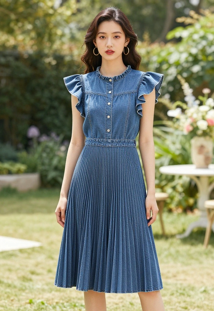 15 Pleated Denim Skirt Outfit Inspirations for Women That Feel Modern - 15. Flirty Ruffles 1