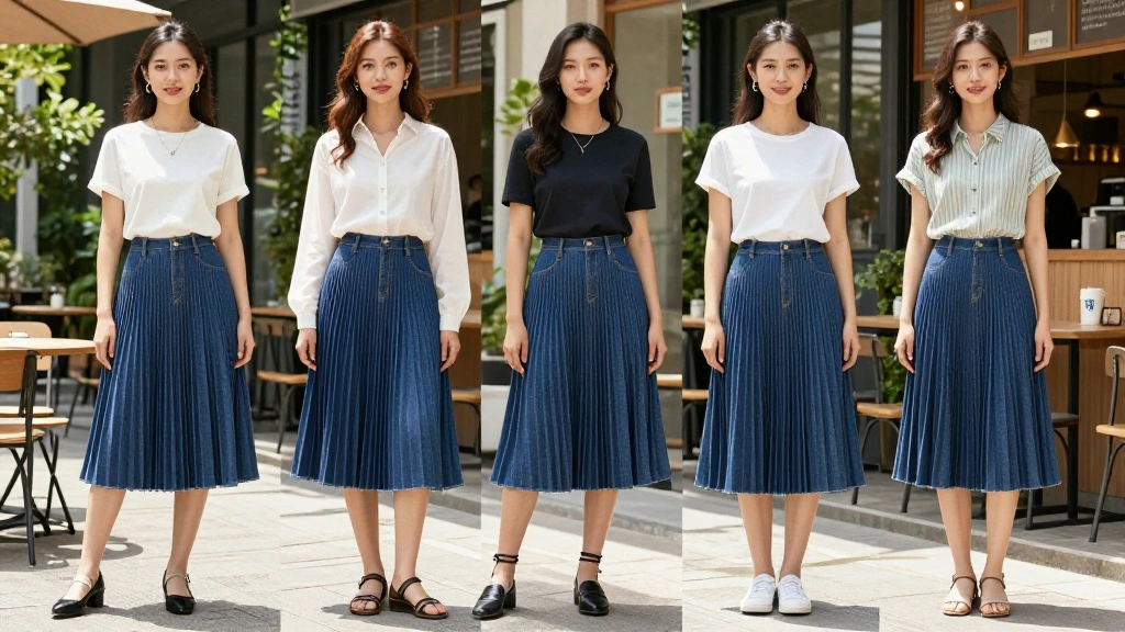 15 Pleated Denim Skirt Outfit Inspirations for Women That Feel Modern