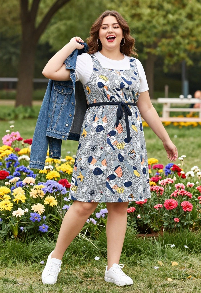 15 Plus Size Outfit Ideas That Highlight Your Best Features - 10. Sporty Dress with Sneakers 1