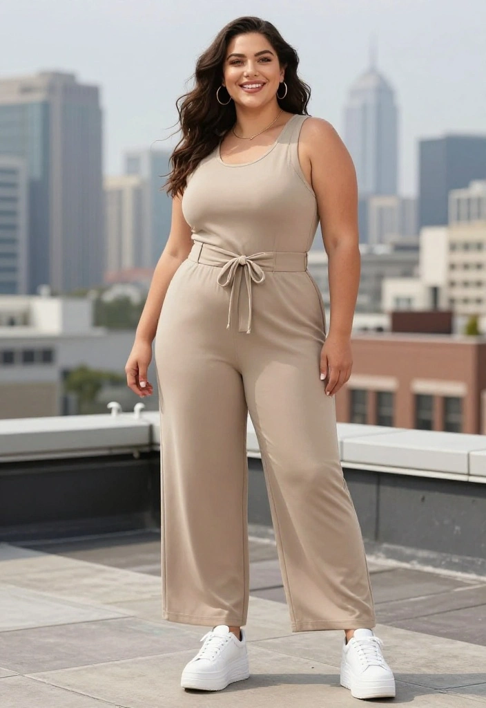15 Plus Size Outfit Ideas That Highlight Your Best Features - 8. Stylish Athleisure Jumpsuits 1