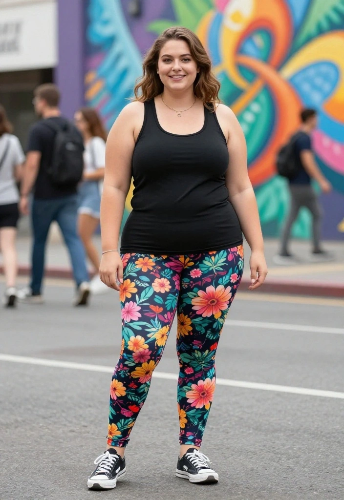 15 Plus Size Outfit Ideas That Highlight Your Best Features - 9. Playful Prints with Leggings 1