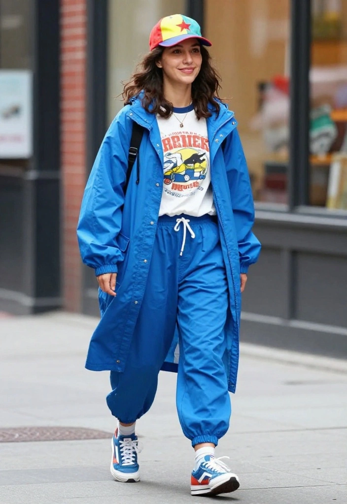 15 Rain Jacket Outfit Ideas for Women That Actually Look Cute - 14. Retro Sneakers and Rain Jacket Fun 1
