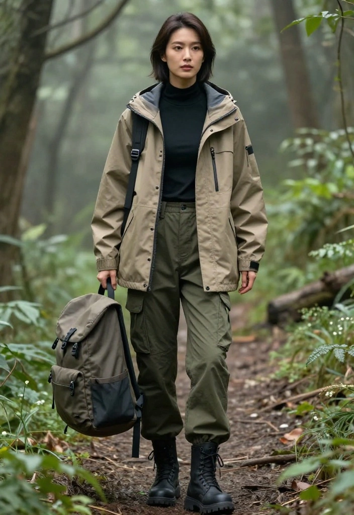 15 Rain Jacket Outfit Ideas for Women That Actually Look Cute - 5. Utility Meets Style 1