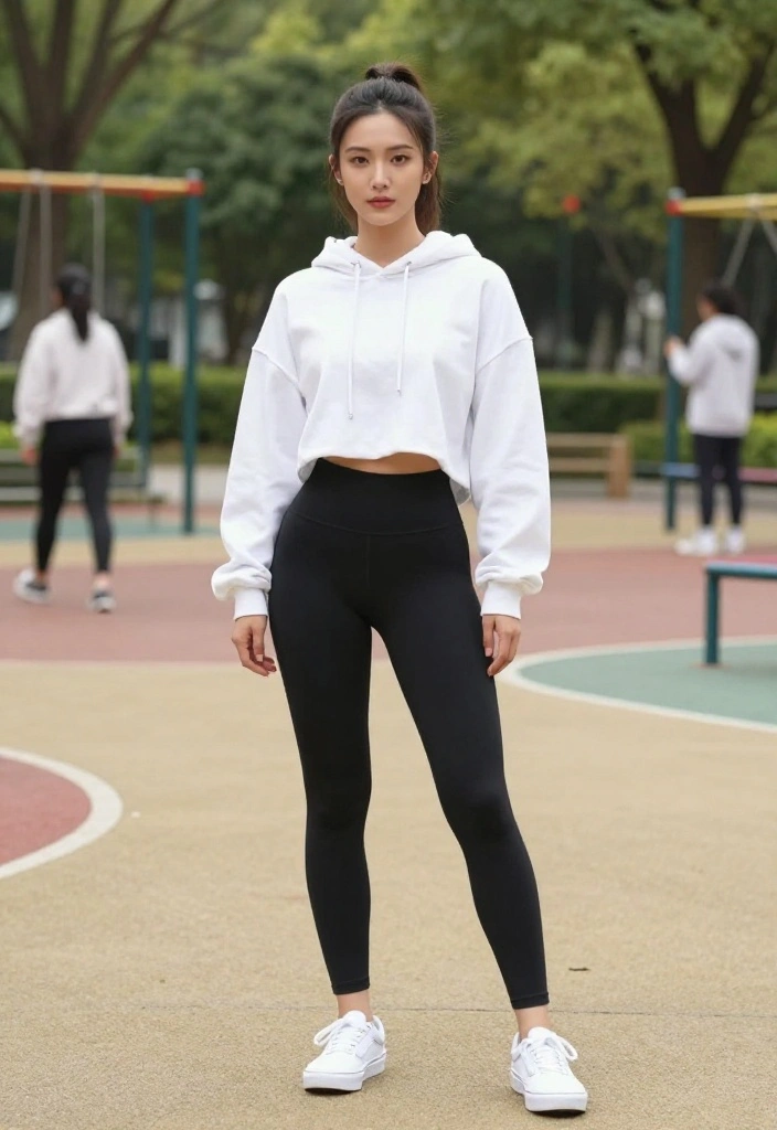 15 White Vans Outfit Ideas for Women That Dress Them Up or Down - 2. Sporty Chic with Leggings 1