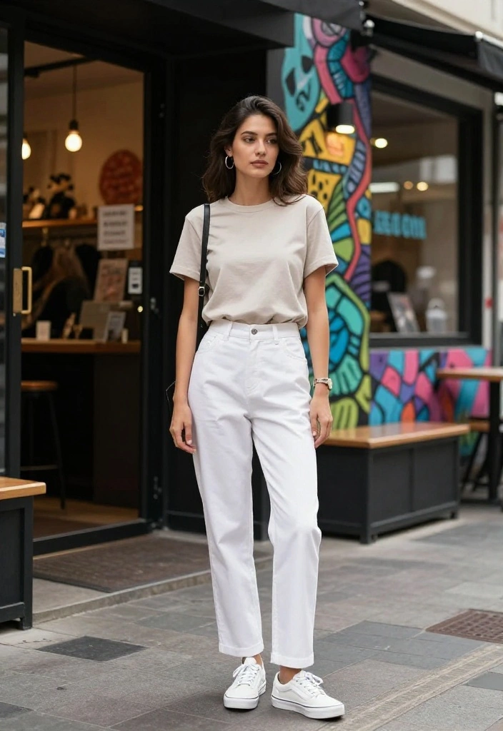 15 White Vans Outfit Ideas for Women That Dress Them Up or Down - 4. Monochrome Magic 1