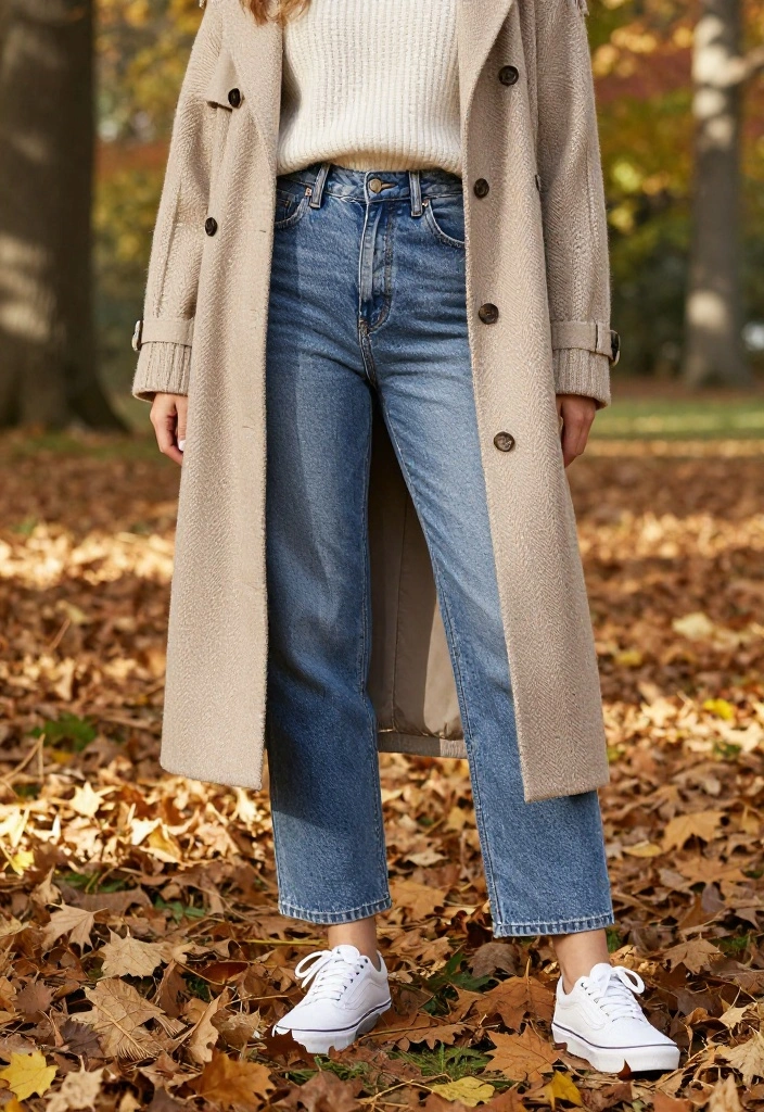 15 White Vans Outfit Ideas for Women That Dress Them Up or Down - 6. Cozy Layering for Autumn 1