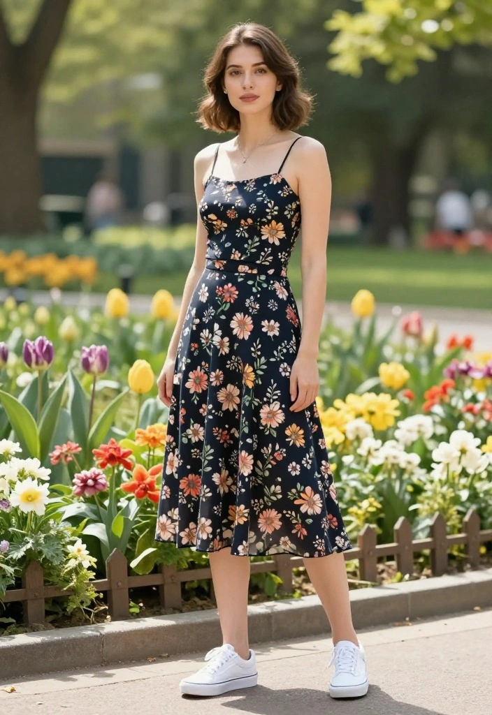 15 White Vans Outfit Ideas for Women That Dress Them Up or Down - 9. Chic Midi Skirt Ensemble 1