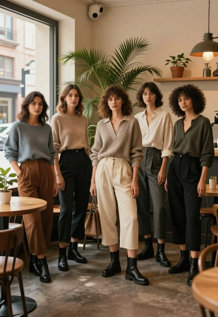 15 Women Outfit Botines Negras Cortas Ideas That Show Off - 1. Casual Chic With Layered Sweaters 1