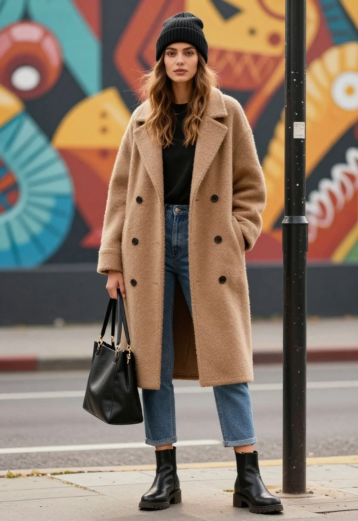 15 Women Outfit Botines Negras Cortas Ideas That Show Off - 10. Street Style with Oversized Coats 1
